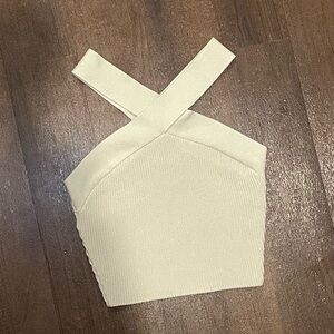 Aritzia Babaton Sculpt Knit Criss Cross Tank Matte Pearl Size XS NWOT